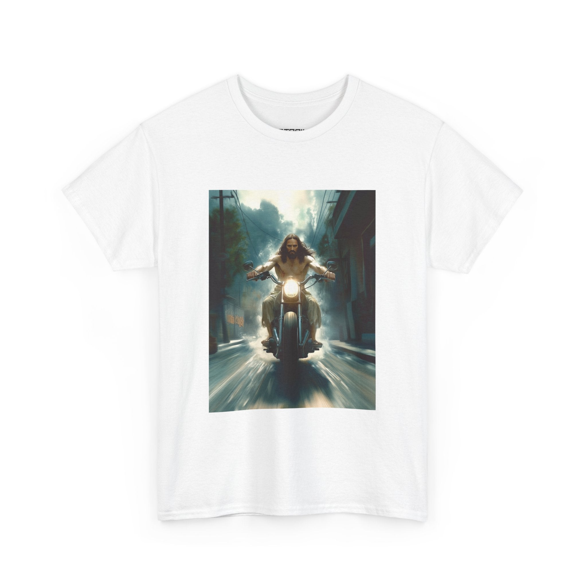 Jesus escaping the Matrix. Break the system. Live Free. Motorcycle T-Shirt