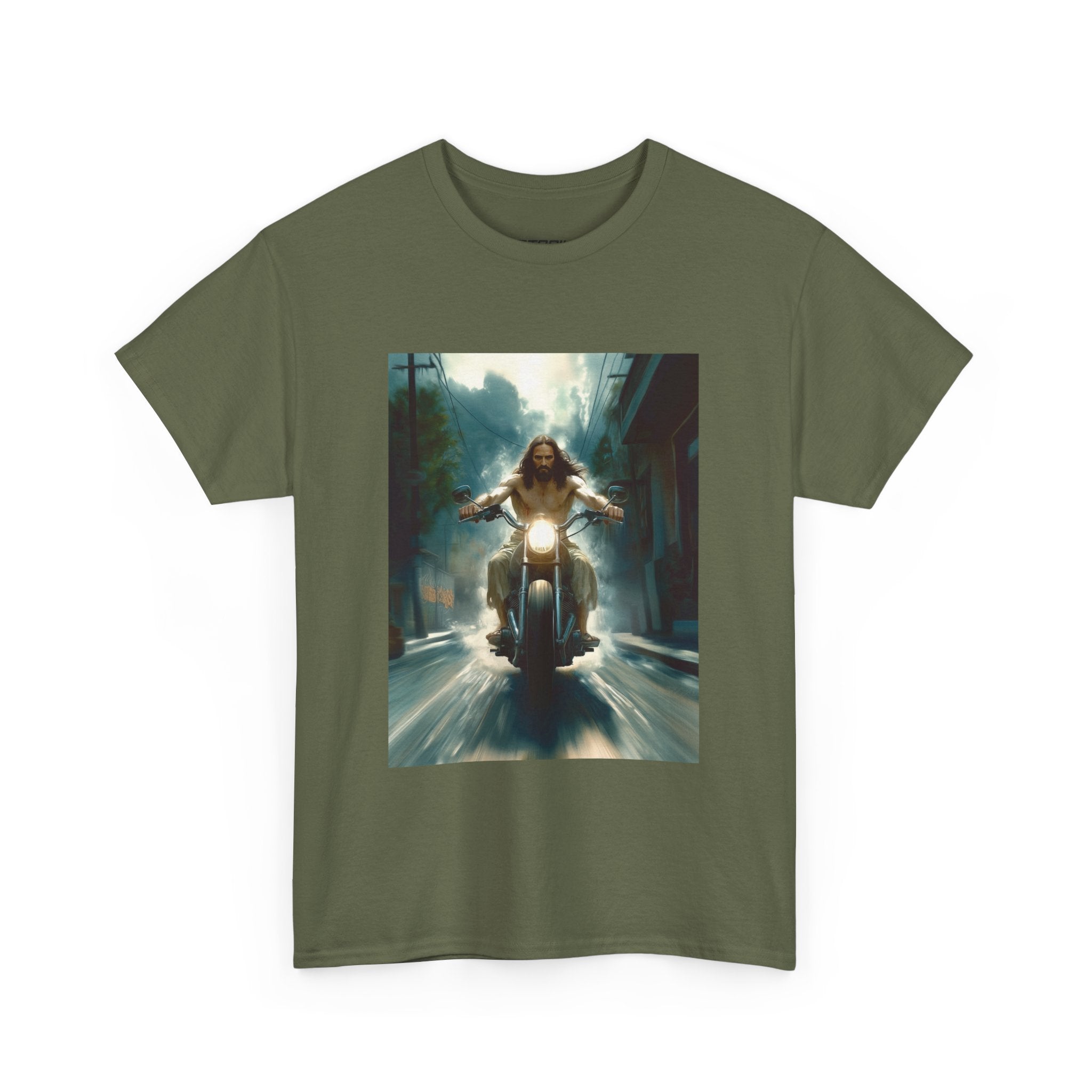 Jesus escaping the Matrix. Break the system. Live Free. Motorcycle T-Shirt