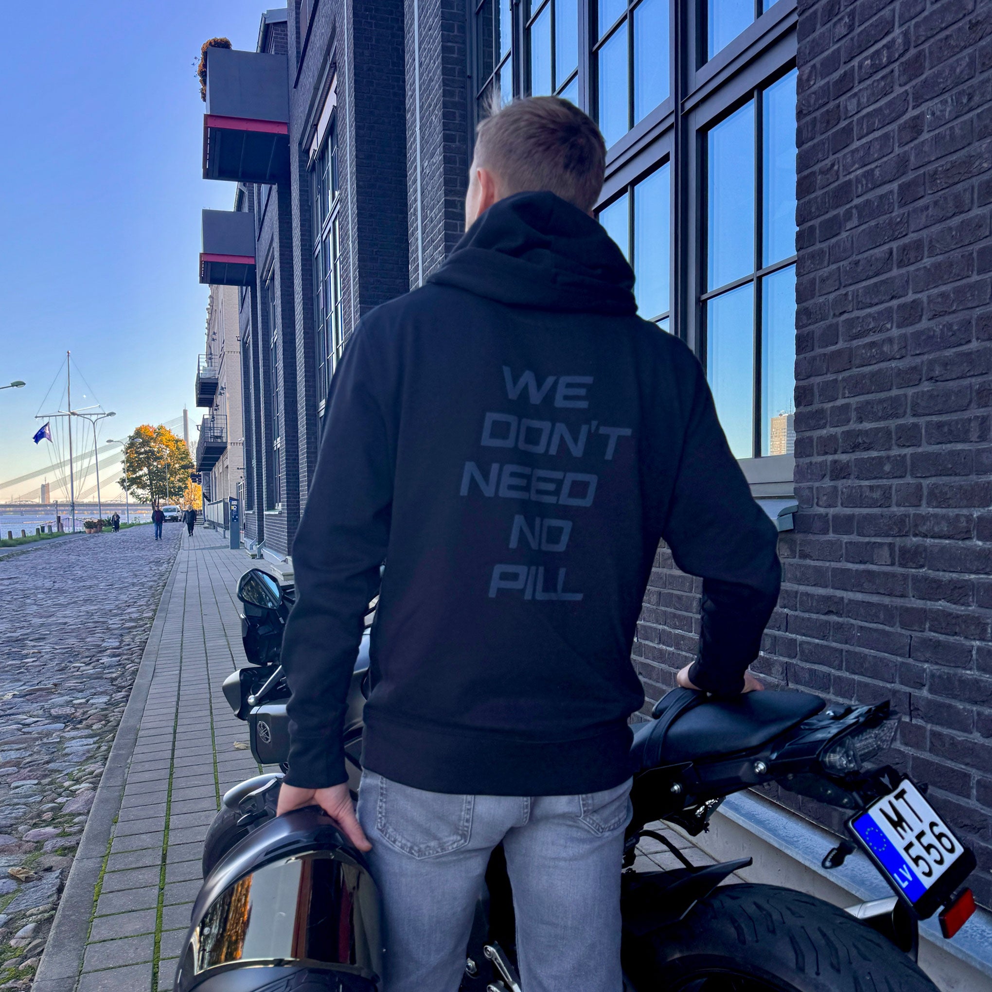 We Don't Need No Pill, Moto Pill Original Heavy Motorcycle Hoodie